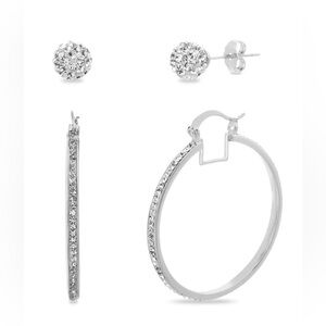 Paige Harper NY Silver Crystal Stud and Hoop Earrings